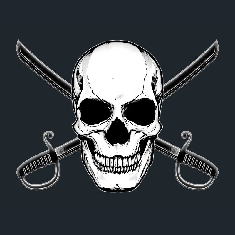 Crâne de drapeau pirate avec épées