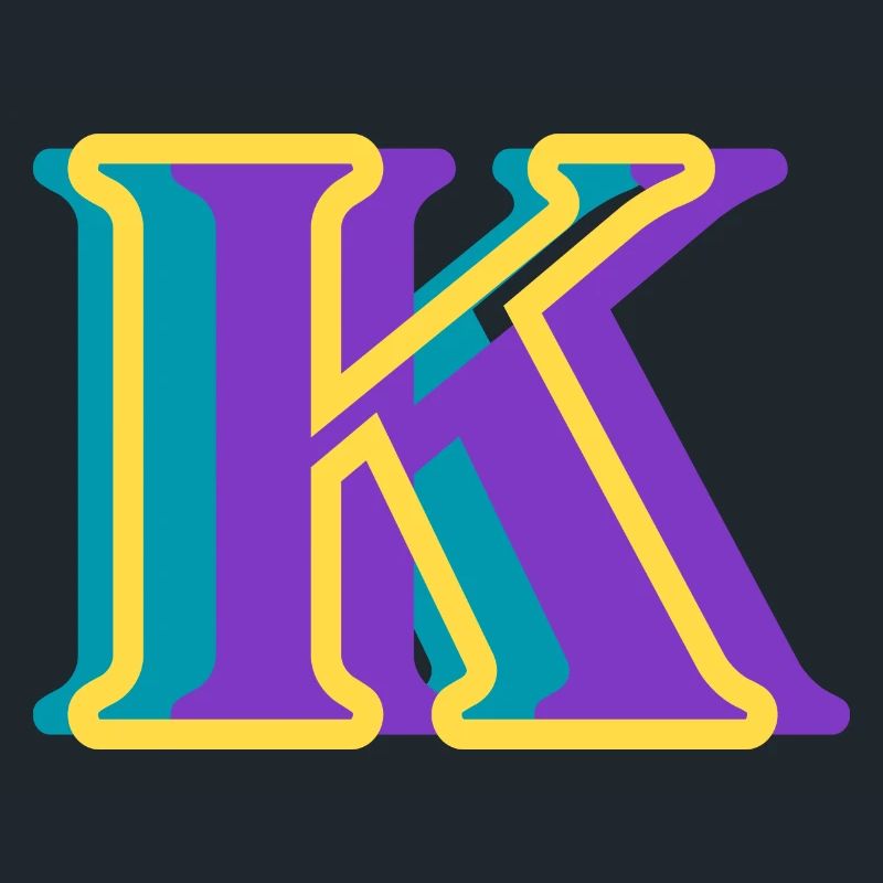 Multicolored letter k