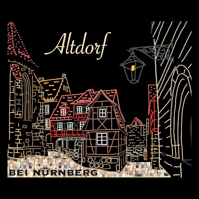 Altdorf près de Nuremberg, colombage, Bavière, dessin
