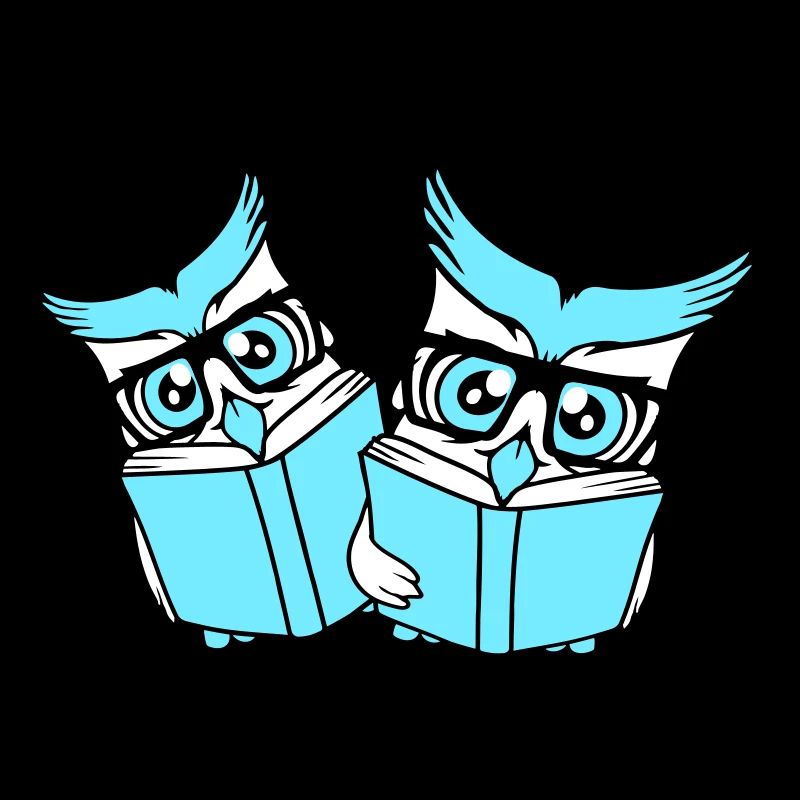 2 Owls Nerd Duo Geek Book Reading Eagle Owl Glasses Smart