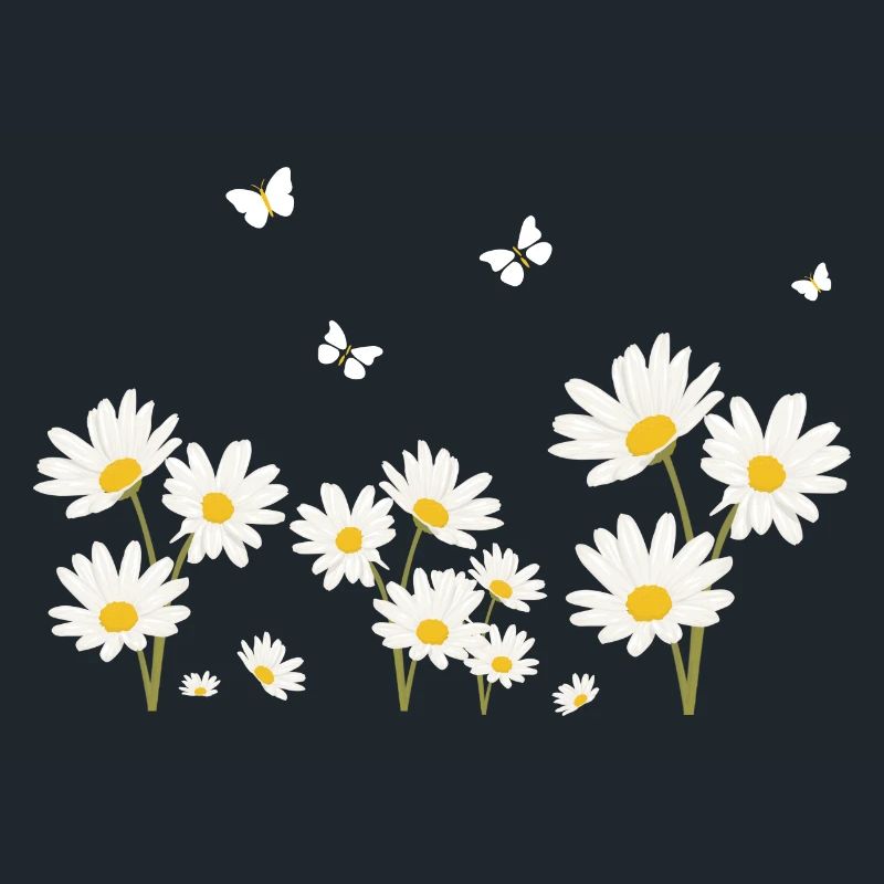 Blumen, Gänseblümchen und Schmetterlinge
