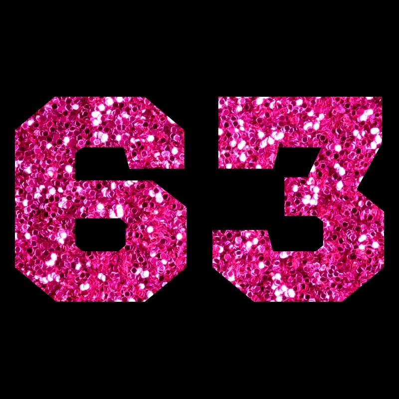Number 63 Pink Glitter - 63rd Birthday