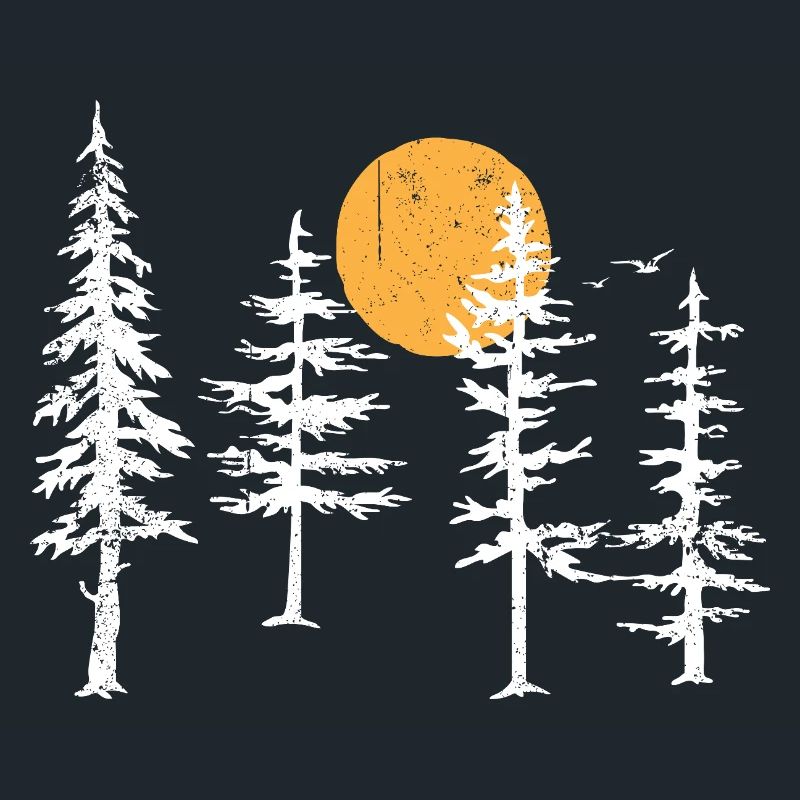 Serene Forest Silhouette with Sunset