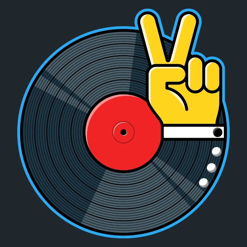 Album vinyle avec la main montrant le signe de la paix