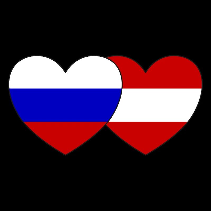 Russie Autriche Flag Coeur