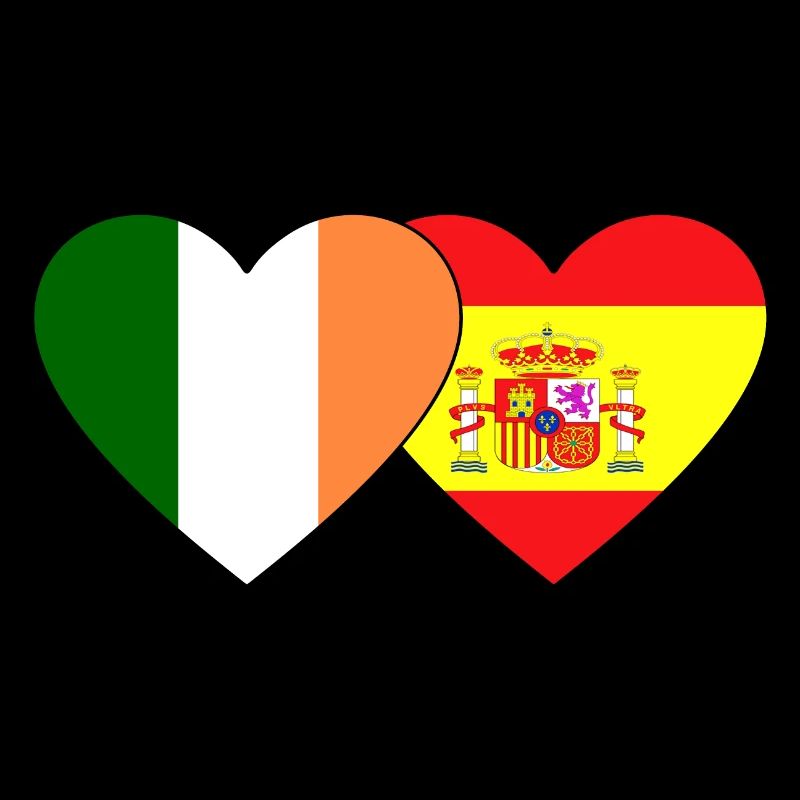 Irlande Espagne Flag Heart