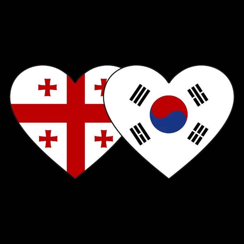 Géorgie Corée du Sud Drapeau Coeur