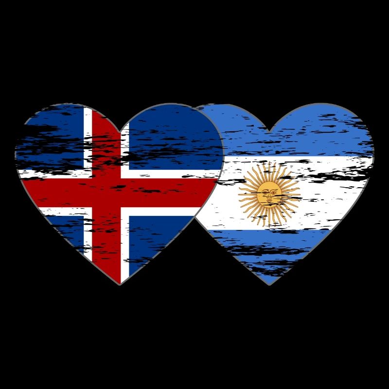 Islande Argentine Drapeau Coeur Utilisé