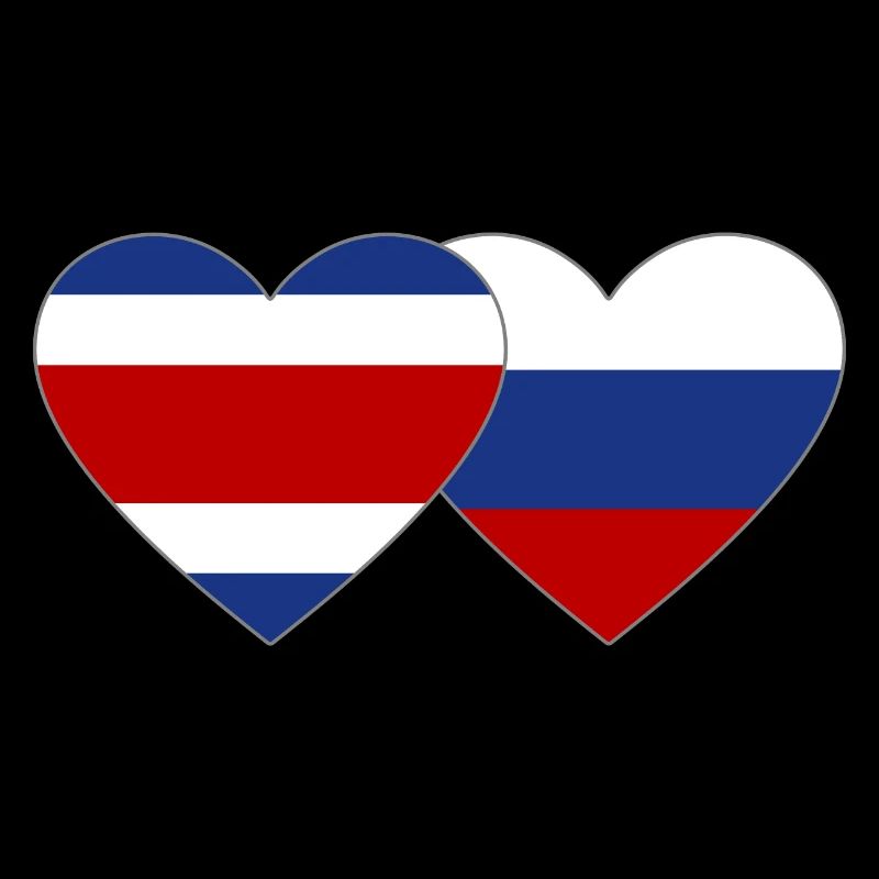 Costa Rica Russie drapeau coeur