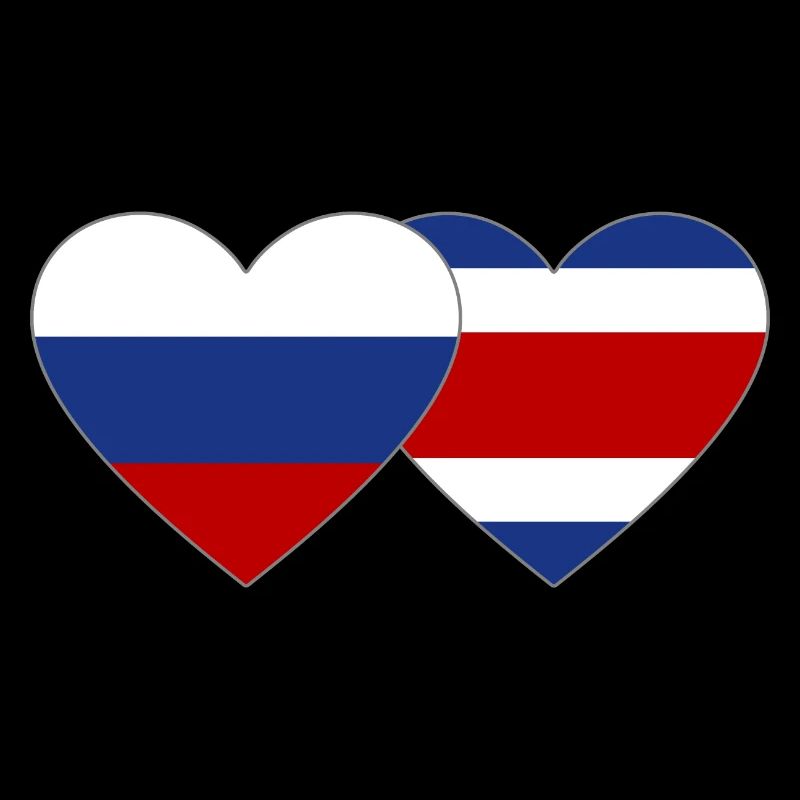 Russie Costa Rica Drapeau Coeur