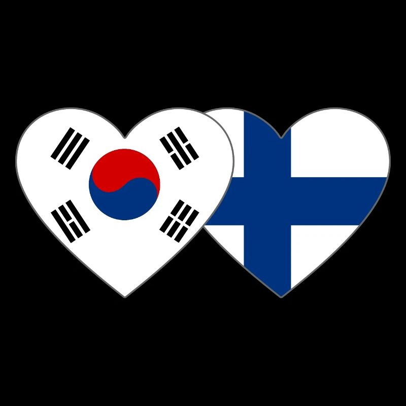 Corée du Sud Finlande Drapeau Coeur