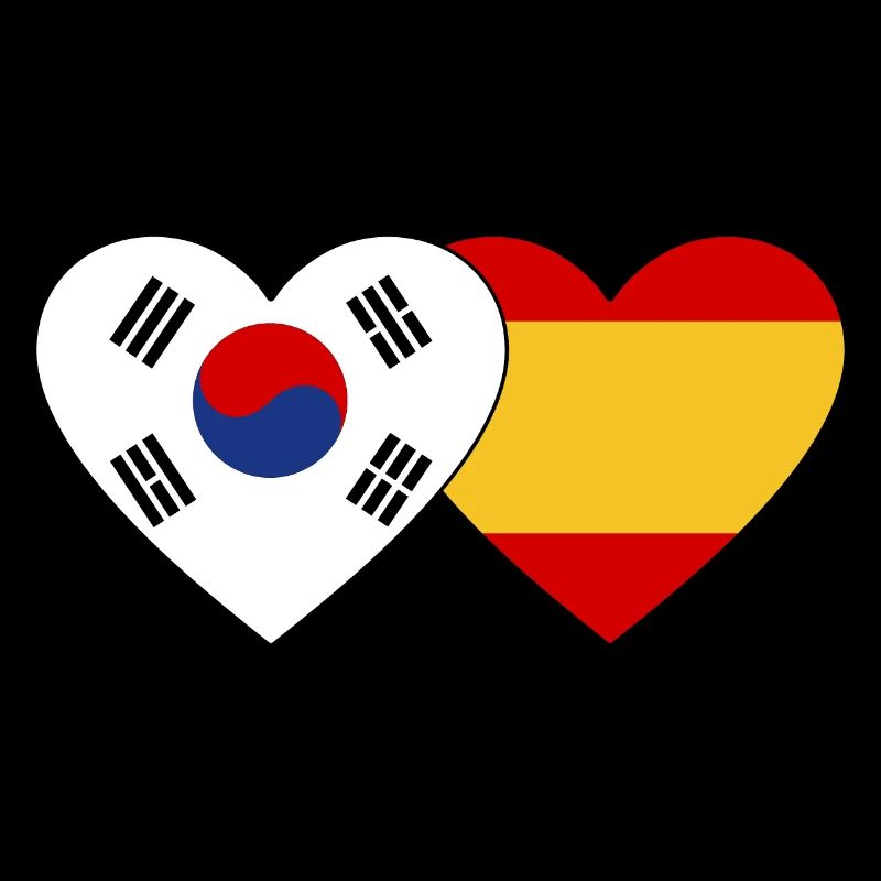 Corée du Sud Espagne Drapeau Coeur