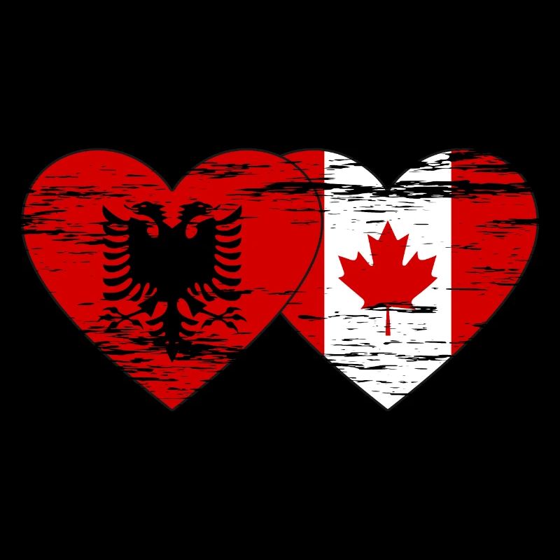 Albanie Canada drapeau coeur utilisé