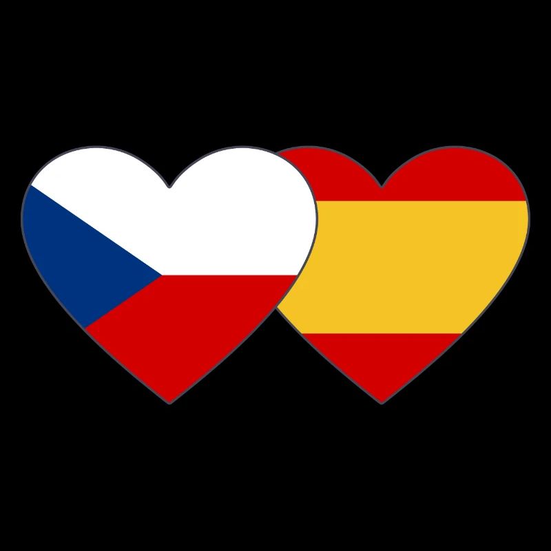 République tchèque Espagne Drapeau Coeur