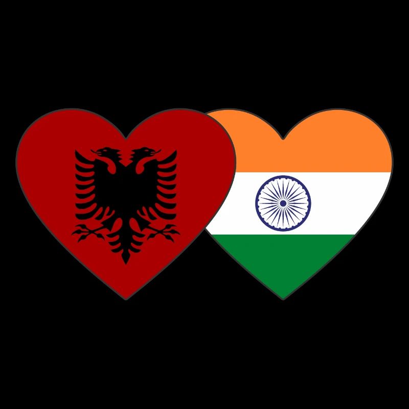 Albanie Inde Drapeau Coeur