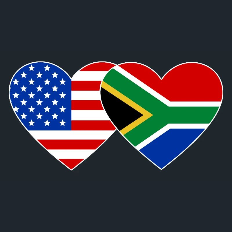 États-Unis, Afrique du Sud, drapeau, forme de coeur