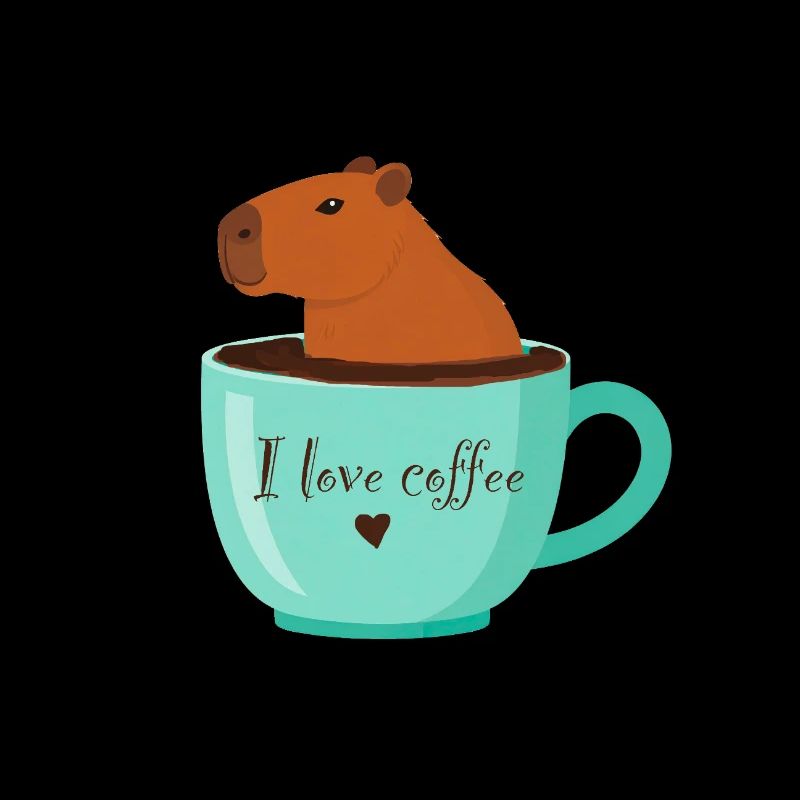 capybara, sitzt in einer tasse, kaffee, liebe