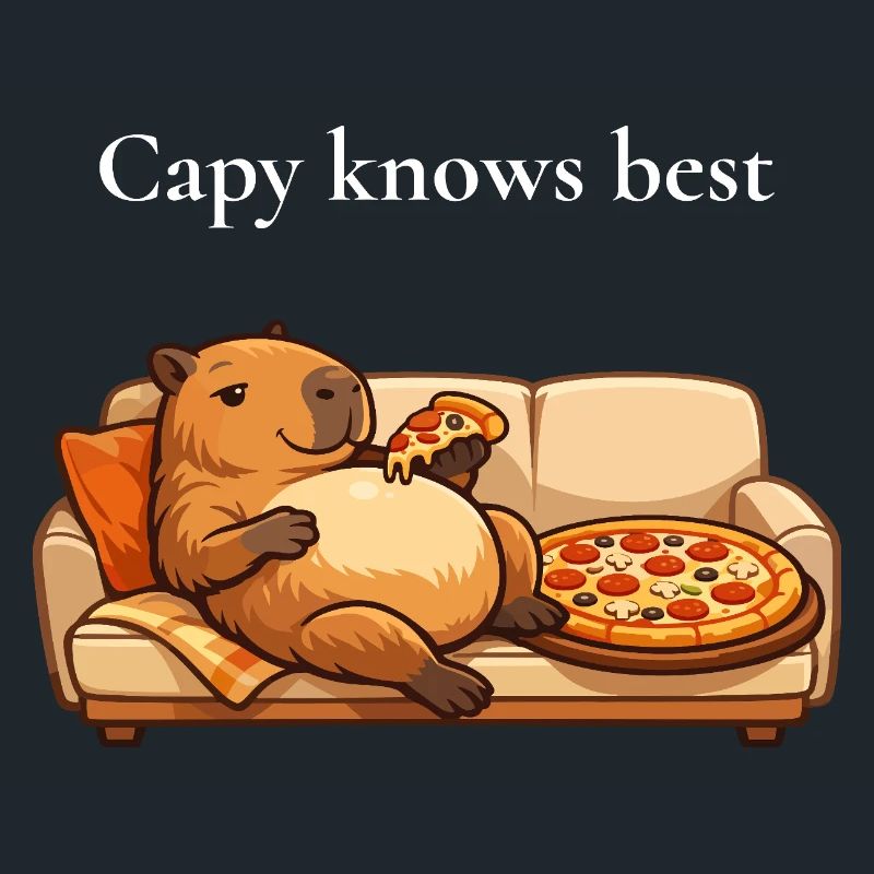 Capybara avec pizza sur canapé