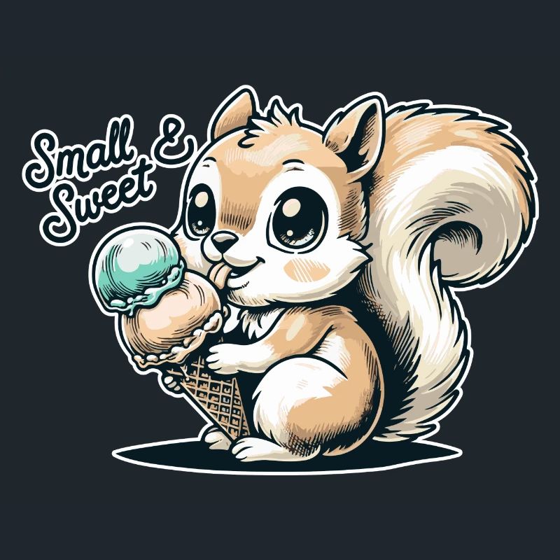 Écureuil de dessin animé mignon avec de la crème glacée