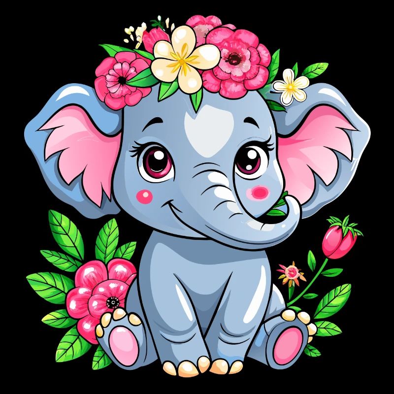 Fleur aimant bébé éléphant