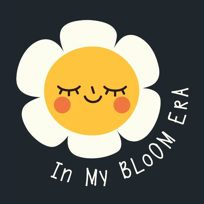 À l’ère de ma floraison – Expression fleurie de dessin animé plate