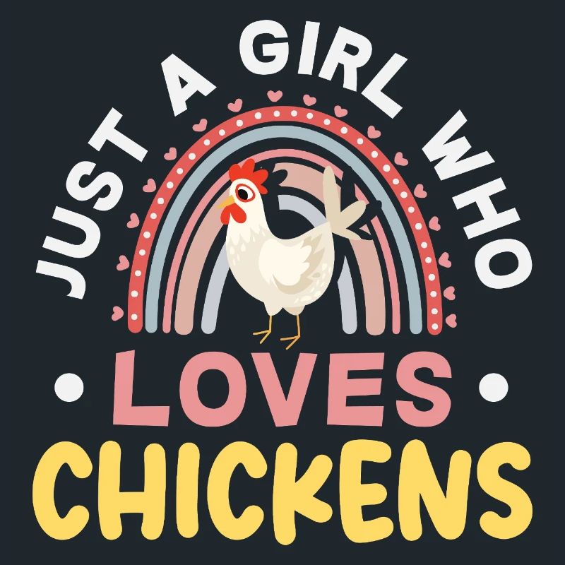 Mädchen das Hühner liebt Regenbogen