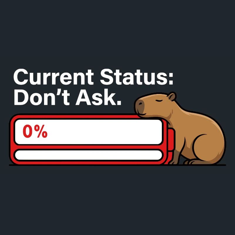 Capybara Tired Battery Empty Humor