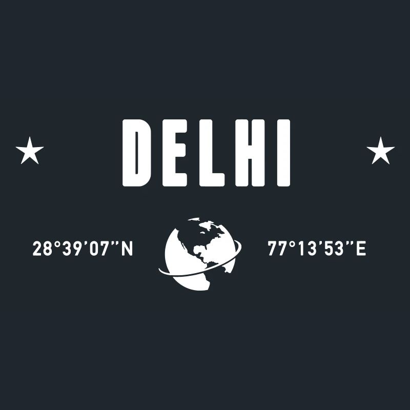 Delhi India Coordinates Planet Earth White