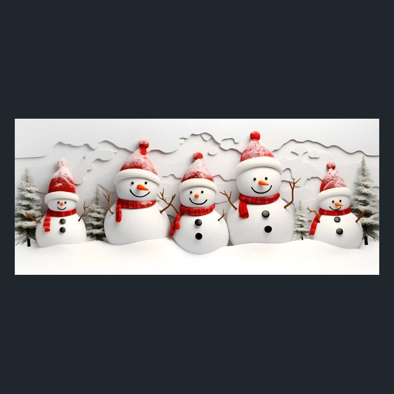 Schneemann-Set mit Tannenbäumen