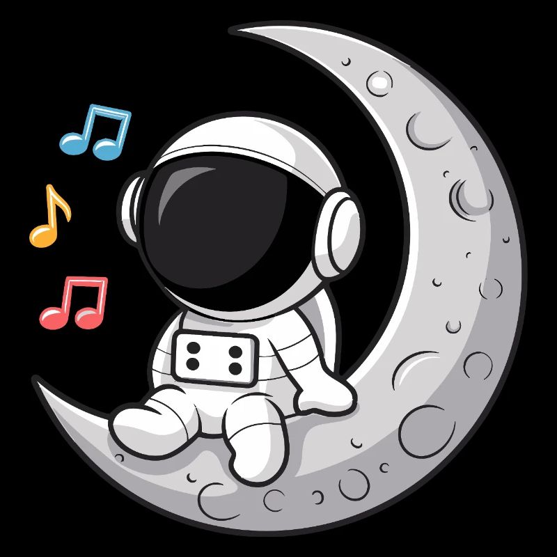 Niedlicher Astronaut auf den Mond Musik hören