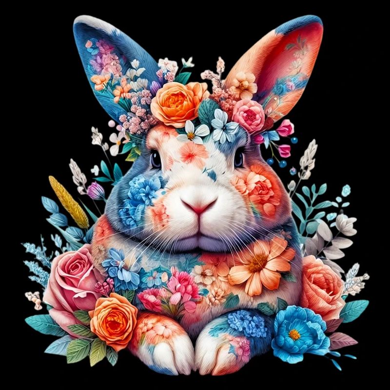 Lapin décoré de fleurs