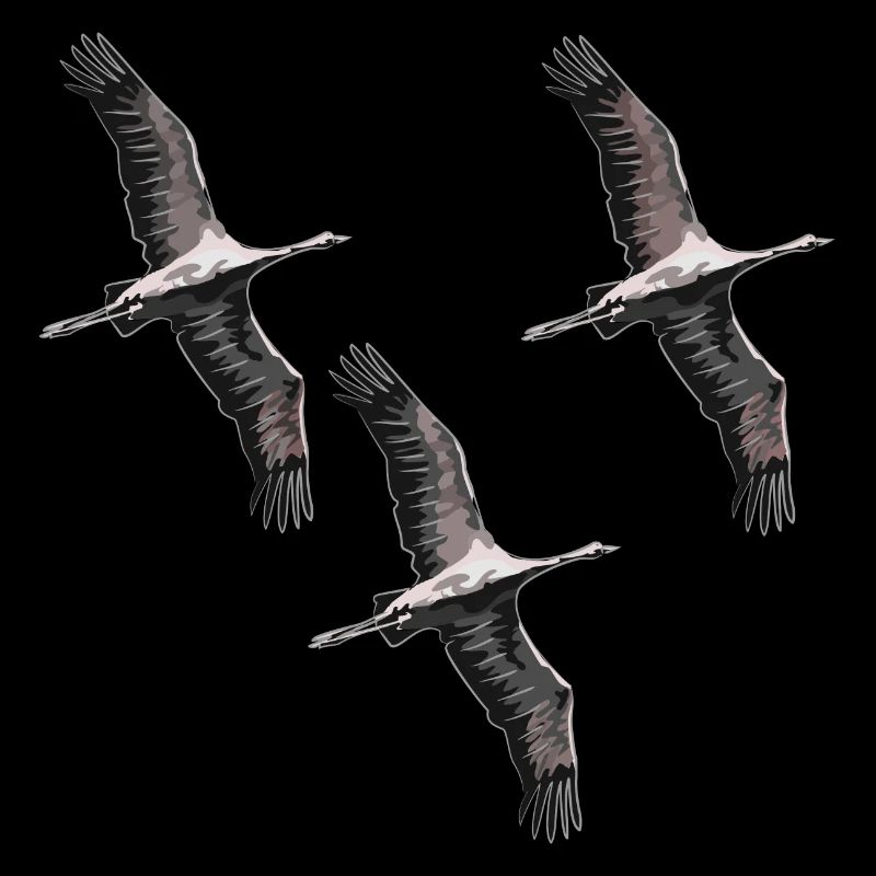 Vogelzug Kraniche in Grau Tönen