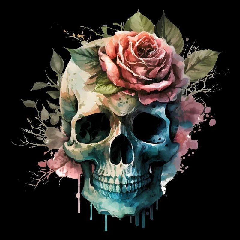 Totenkopf mit Blumen - Skull Dia De Los Muertos