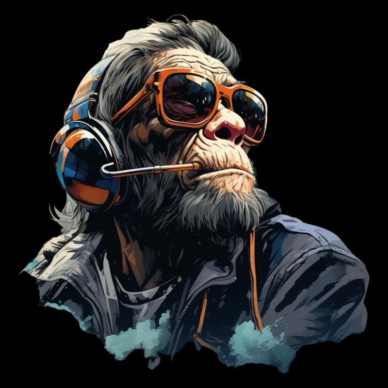 Gamer Chimp mit Headset