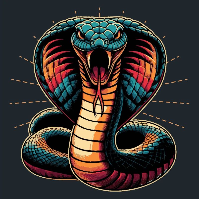 motif serpent Cobra dynamique et coloré