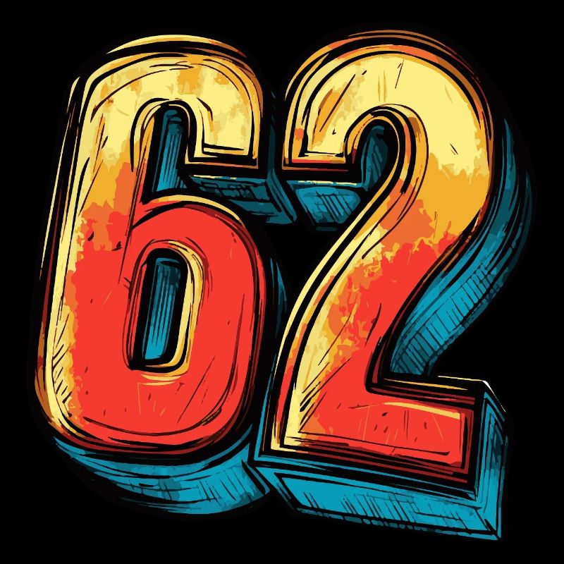 62 Number Colorful