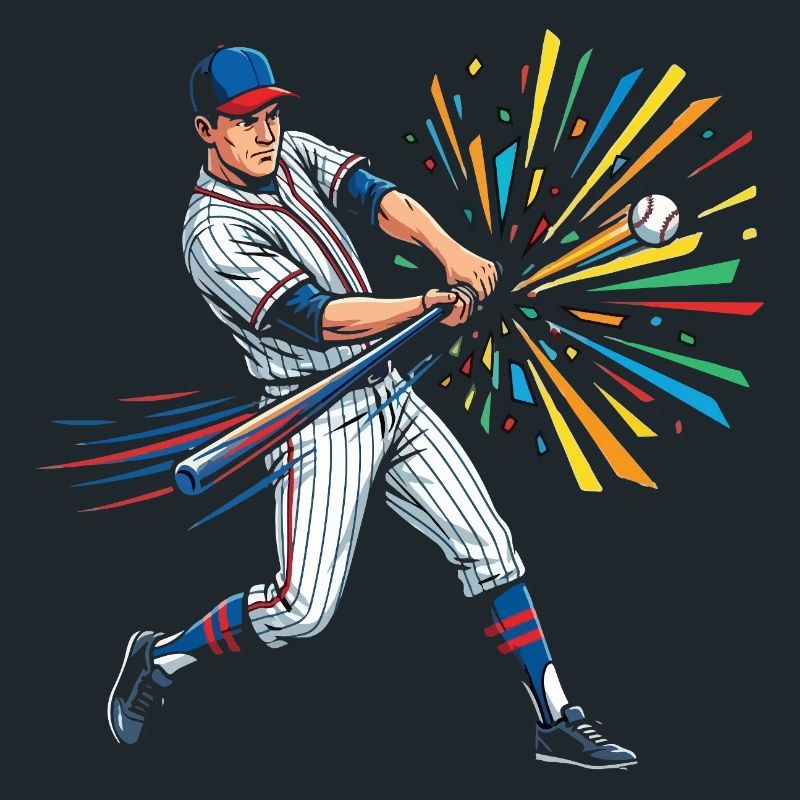 Bunter Baseball Schlagmann Pop Art