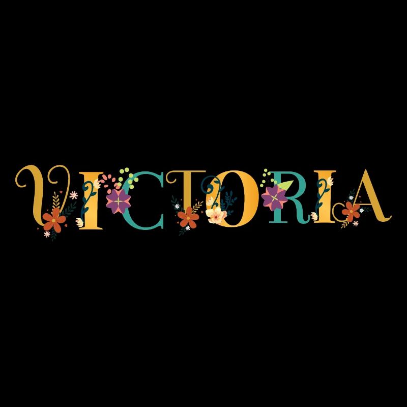 Art du nom VICTORIA avec fleurs brodées