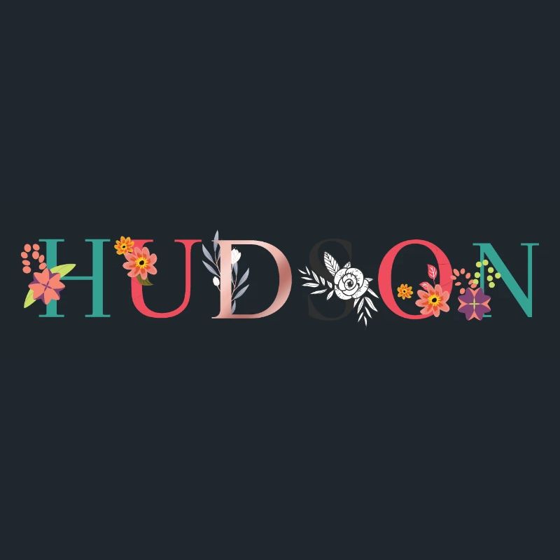 Art du nom HUDSON avec fleurs brodées