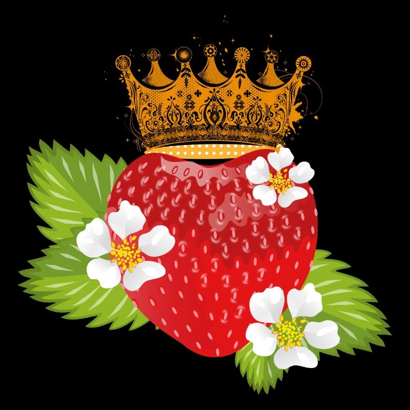 Erdbeere mit Krone Blüten und Blätter