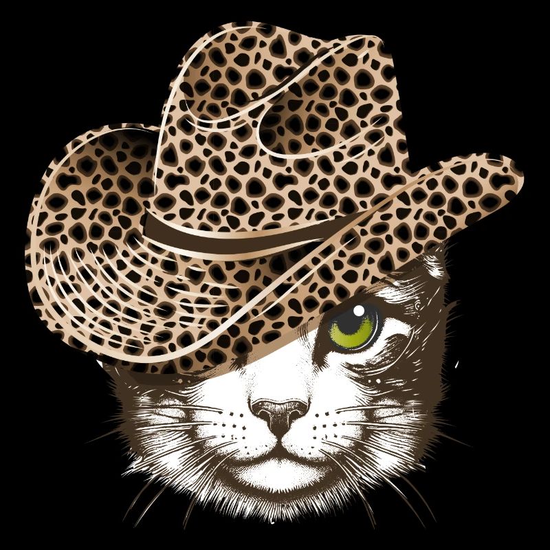 Portrait d’un chat avec un chapeau à l’aspect léopard