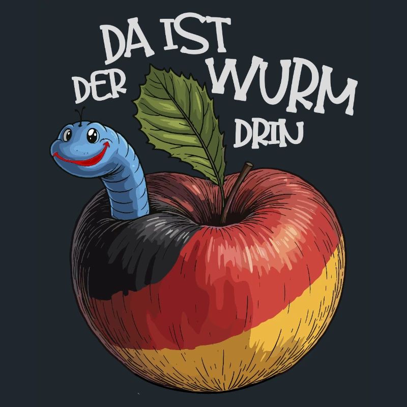 Wurm im Apfel mit Spruch