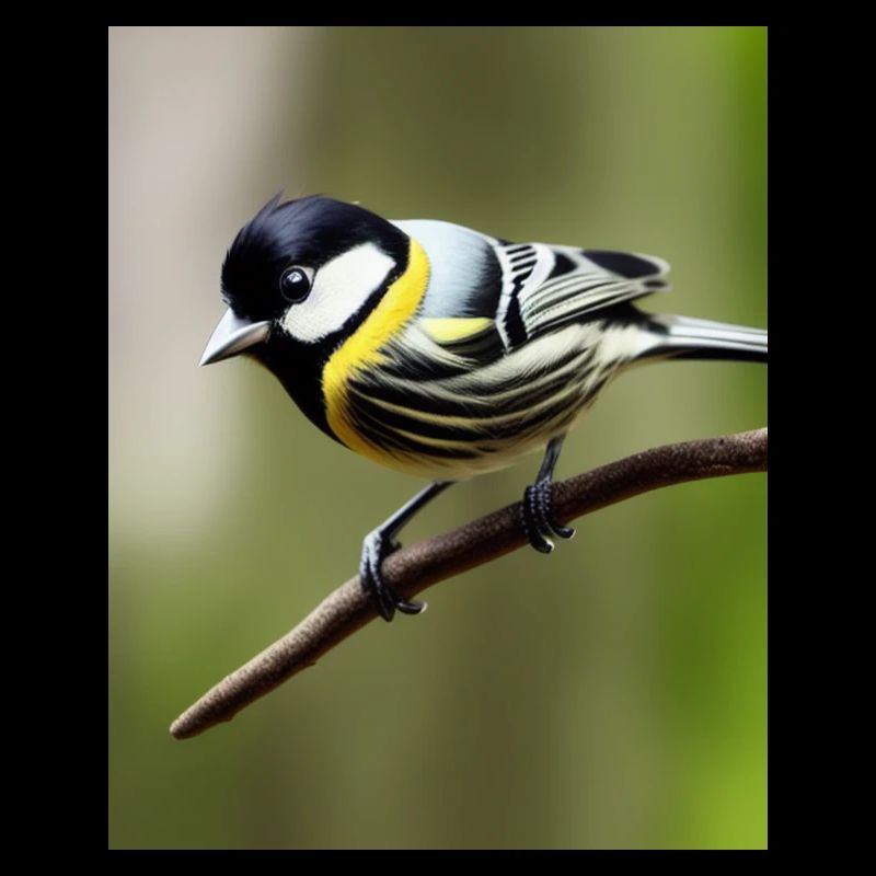 Cooles Comic Portrait einer Kohlmeise