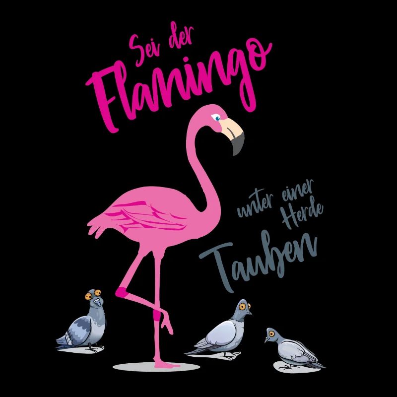 Sei der Flamingo unter einer Herde Tauben