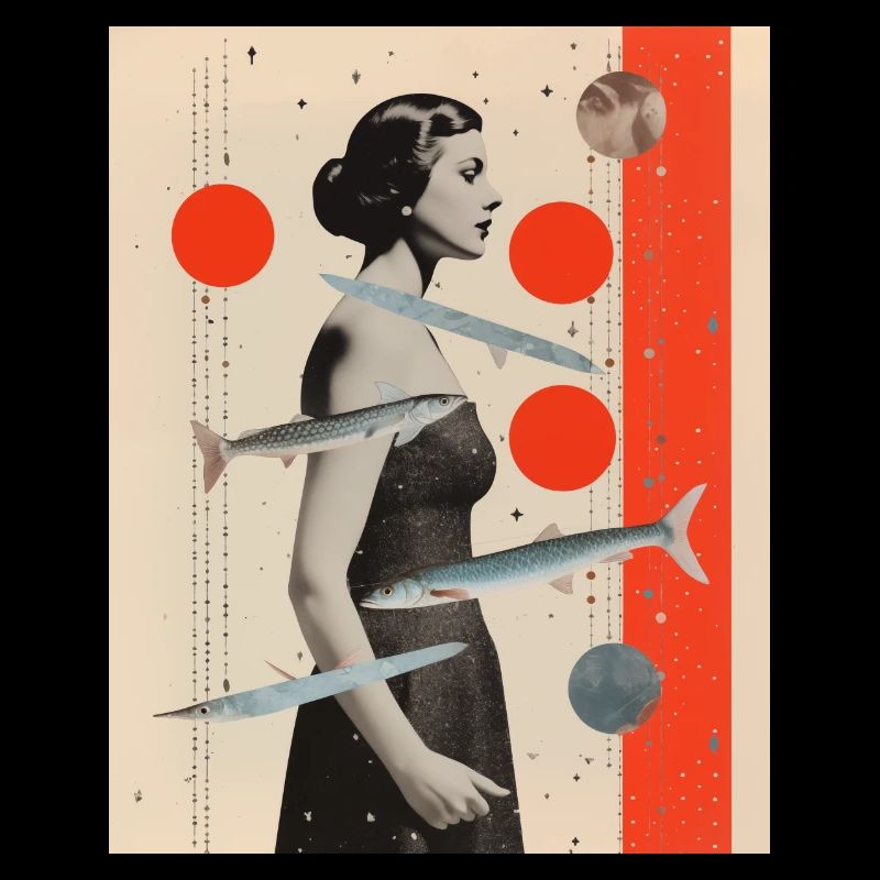 Poissons collage art astrologie