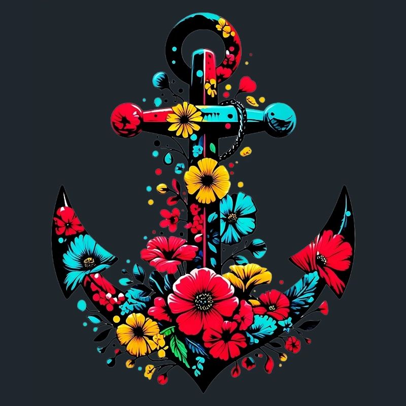 Une ancre avec des fleurs
