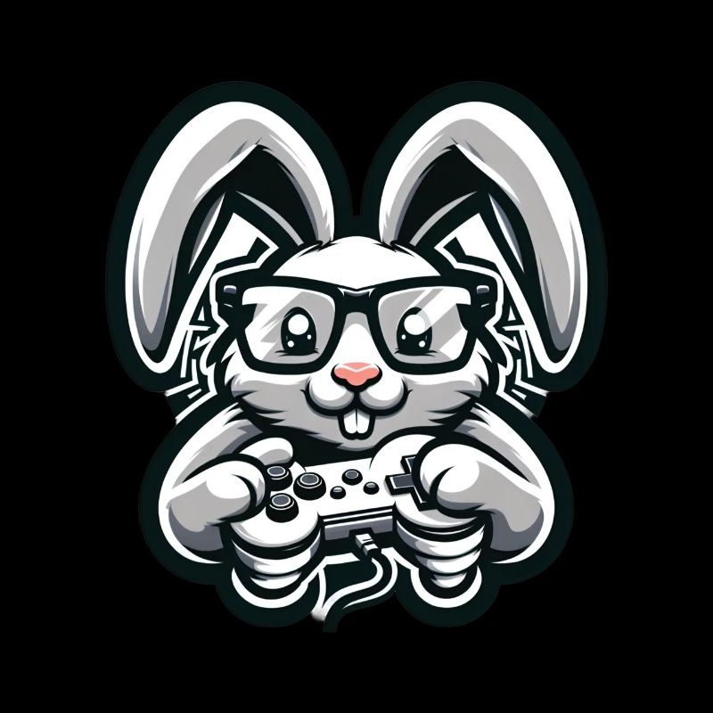 Lapin de jeu avec manette de style rétro