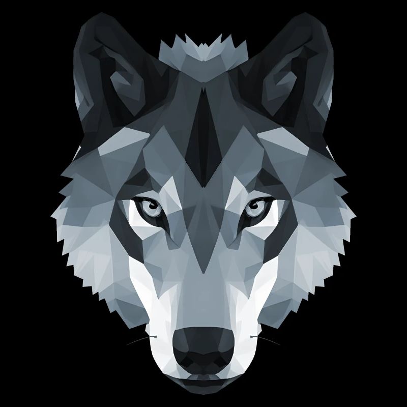 Wolf head low polygon in black and white