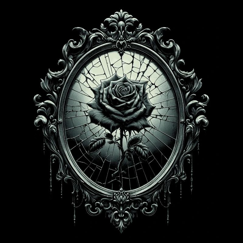 Rose with Broken Mirror - Gothic