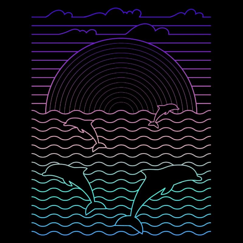 Sea & Dolphins (Lines)